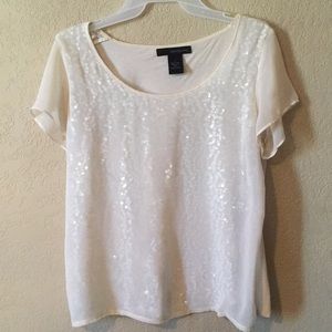 Calvin Klein Sequined Cream Blouse